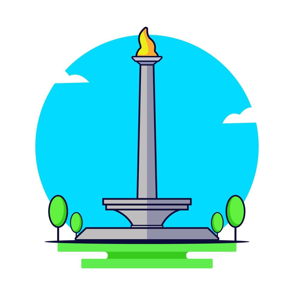 illustrazione vettoriale di monas, monumento nazionale dell'indonesia. tugu monas, punto di riferimento di jakarta, indonesia.