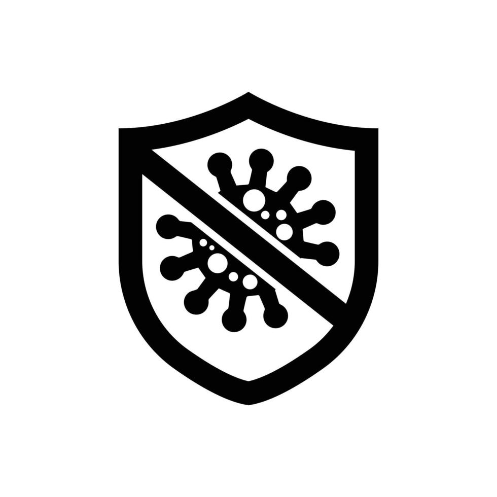 icona del logo dello scudo del virus corona vettore