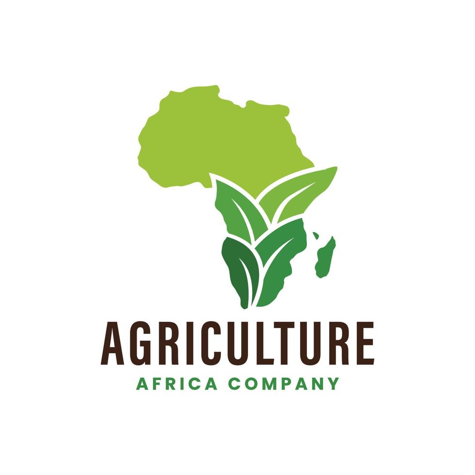logo dell'industria agricola dell'africa, agricoltura con foglia e concetto verde vettore
