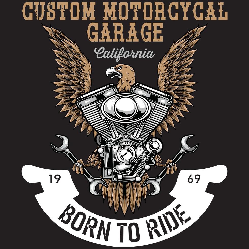 moto custom moto custom garage california nato per guidare illustrazione vettore