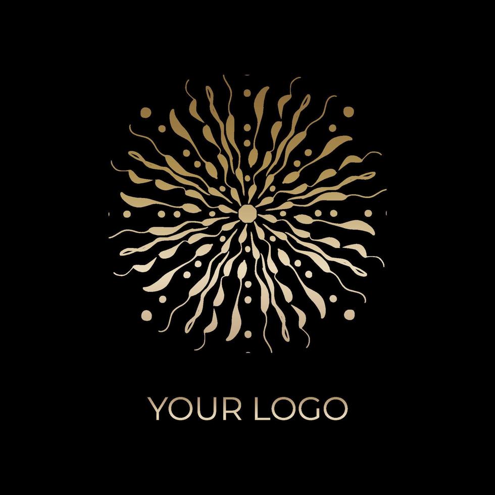 logo icona mandala ornamentale design in colore oro. illustrazione vettoriale