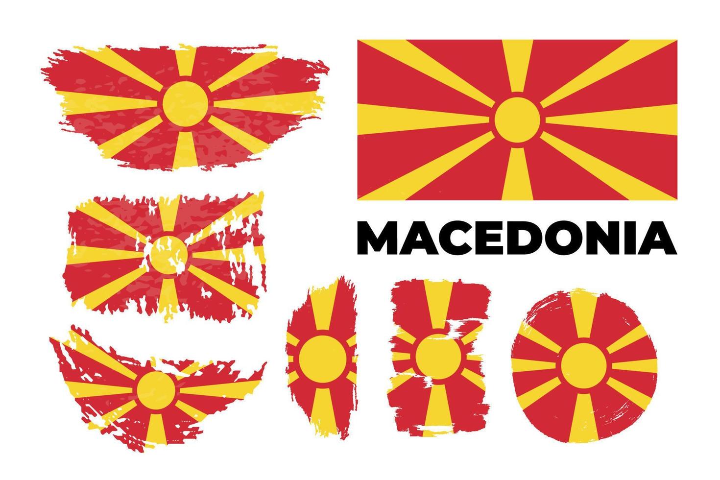 felice giorno dell'indipendenza della macedonia del nord. priorità bassa della bandiera del tratto di pennello dell'acquerello. elegante bandiera nazionale del paese con bandiera astratta del pennello del grunge dell'acquerello. illustrazione vettoriale