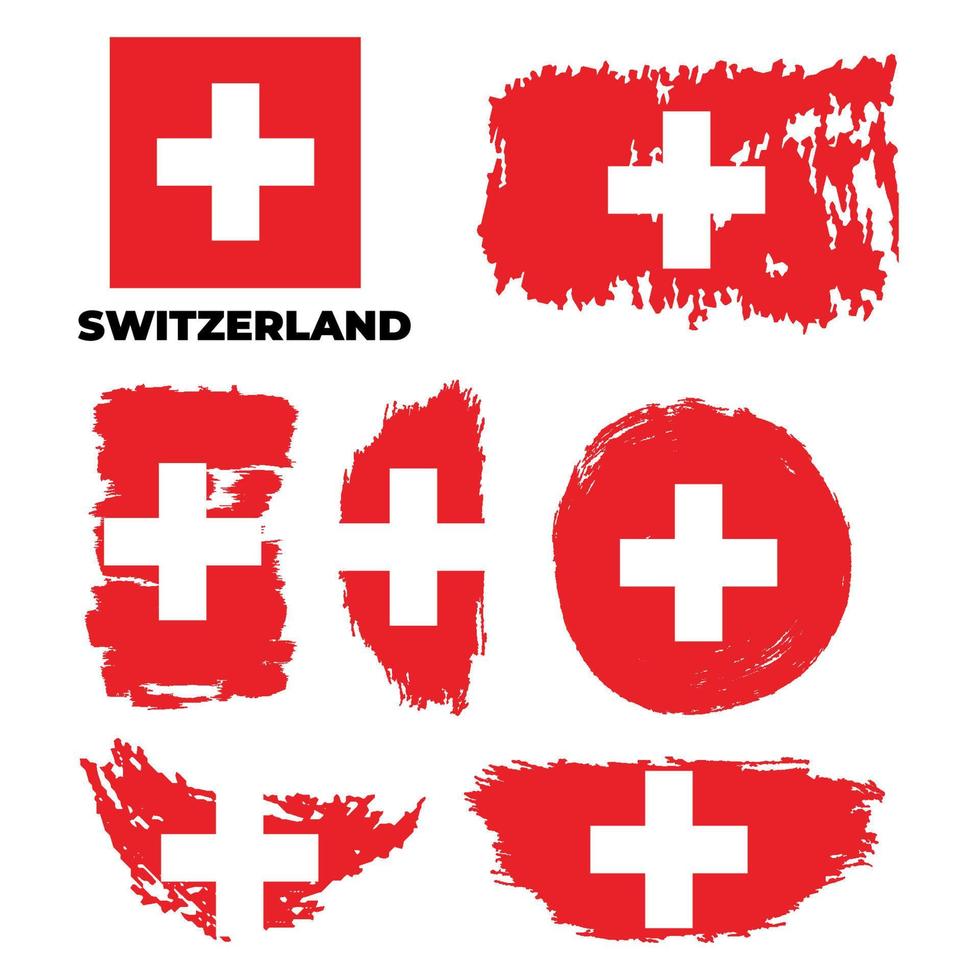 set di bandiere grunge svizzera. illustrazione stock vettoriale isolato su sfondo bianco.