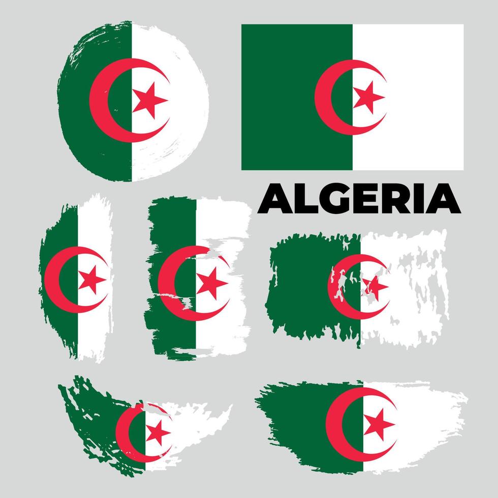 vettore testurizzato grunge illustrazione di una bandiera sventolante dell'Algeria.