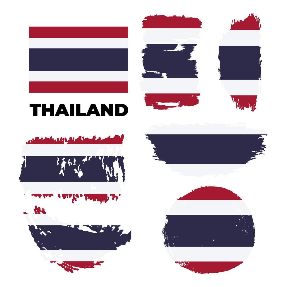 bandiera nazionale della tailandia, bandiera ufficiale della tailandia colori accurati, vero colore. illustrazione vettoriale set di pennellate grunge.