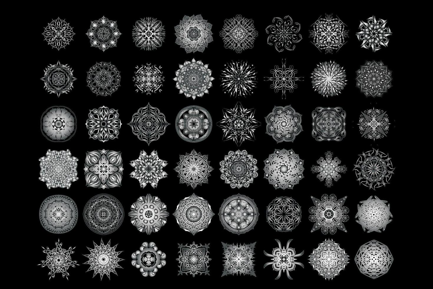 set silver mandala 48 collection vector stock illustra, set perfetto per qualsiasi tipo di design, logo, matrimonio, compleanno e altre vacanze. modificabile.