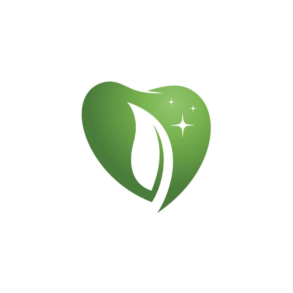 vettore del cuore con un logo foglia. icona del cuore isolato su priorità bassa bianca. cuore verde. logo d'amore. segno semplice dell'illustrazione del cuore. adatto per il design medico o naturale