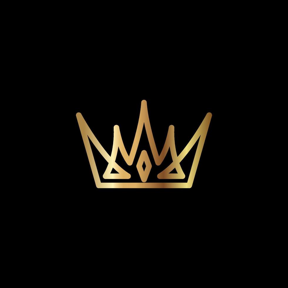 icona della corona. illustrazione vettoriale della corona con colore dorato isolato su sfondo nero, adatta per icona, logo o qualsiasi elemento di design che utilizza la forma della corona