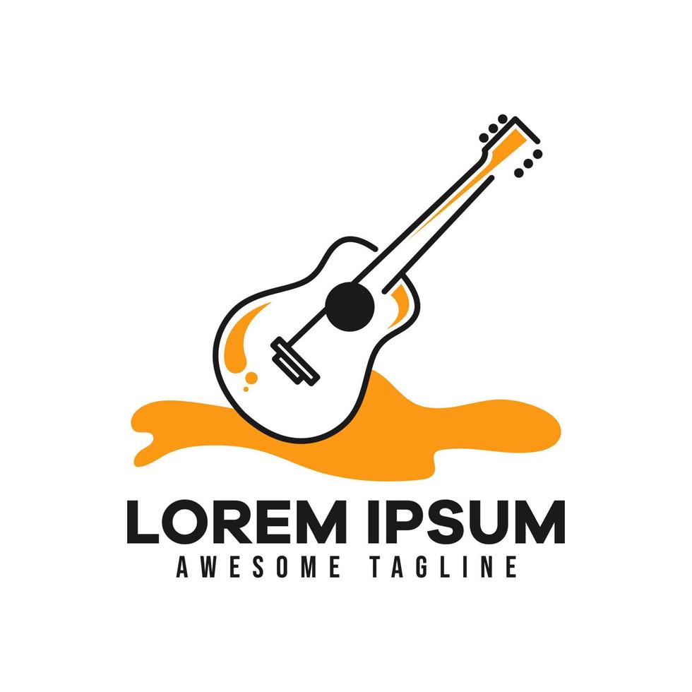logo dello strumento musicale per chitarra. adatto per il modello di logo musicale. illustrazione vettoriale stile di colore piatto