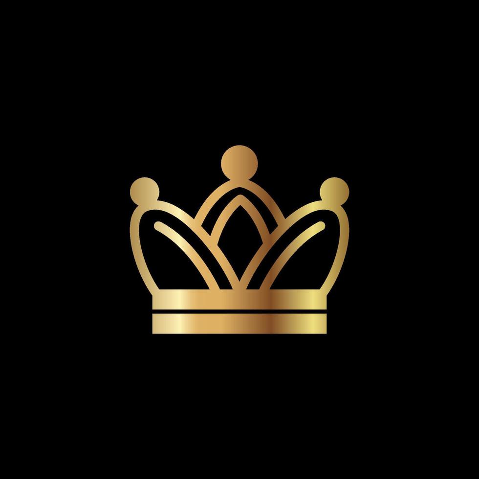 icona della corona. illustrazione vettoriale della corona con colore dorato isolato su sfondo nero, adatta per icona, logo o qualsiasi elemento di design che utilizza la forma della corona