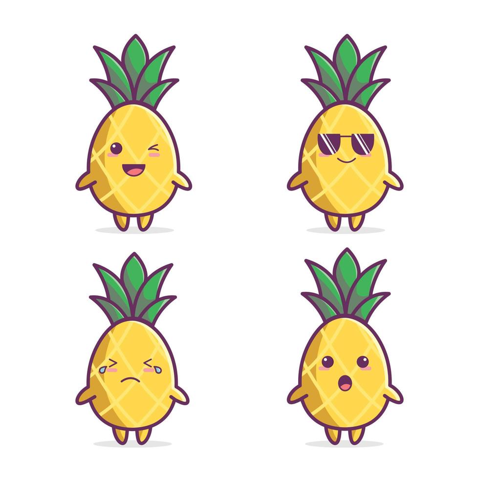 set di caratteri di ananas vettore