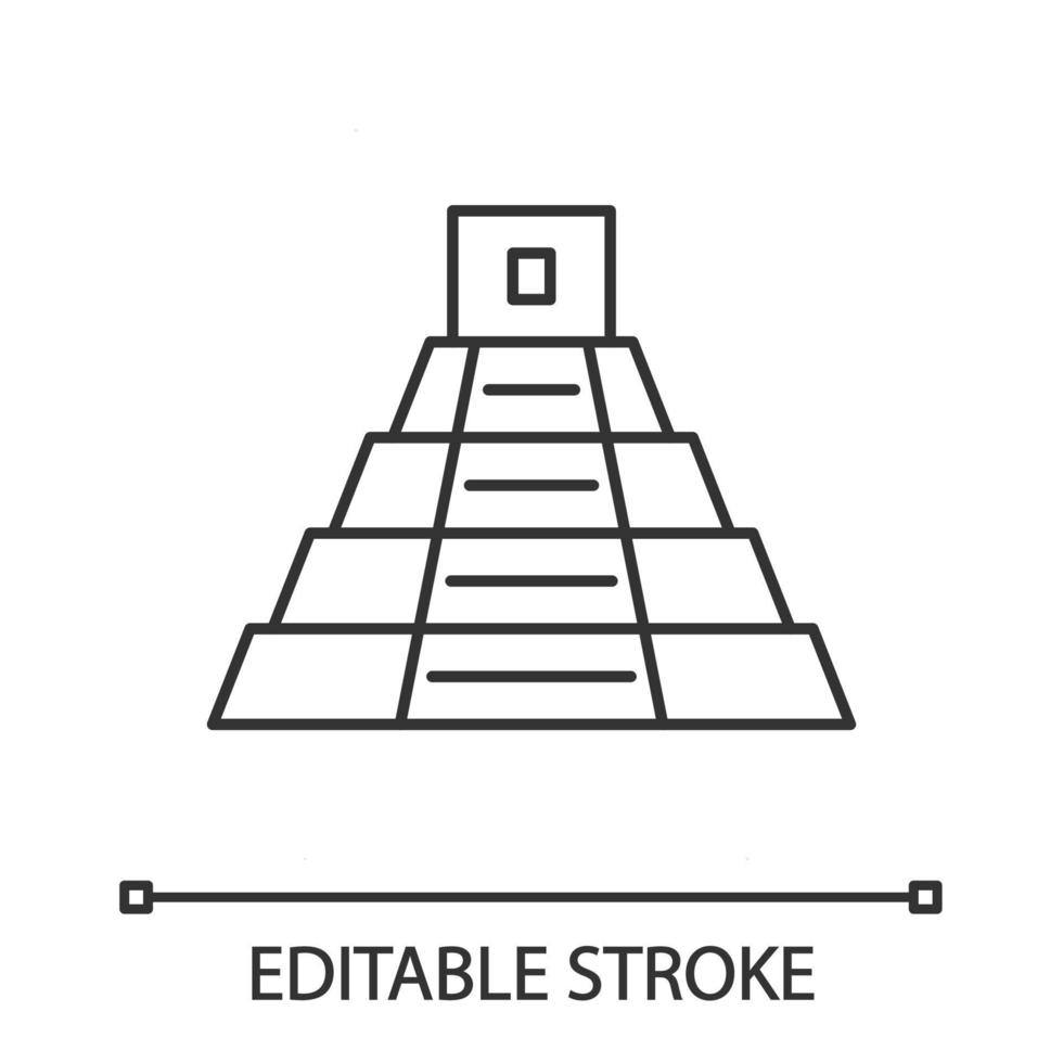 icona lineare della piramide messicana. teotihuacan. piramide maya. scale su. illustrazione al tratto sottile. simbolo di contorno. disegno di contorno isolato vettoriale. tratto modificabile vettore