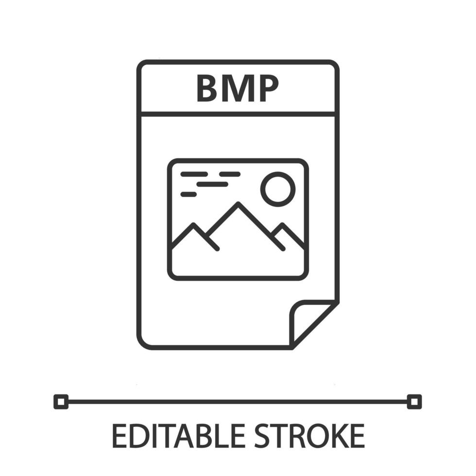 icona lineare del file bmp. immagine bitmap. formato file immagine grafica raster. illustrazione al tratto sottile. simbolo di contorno. disegno di contorno isolato vettoriale. tratto modificabile vettore