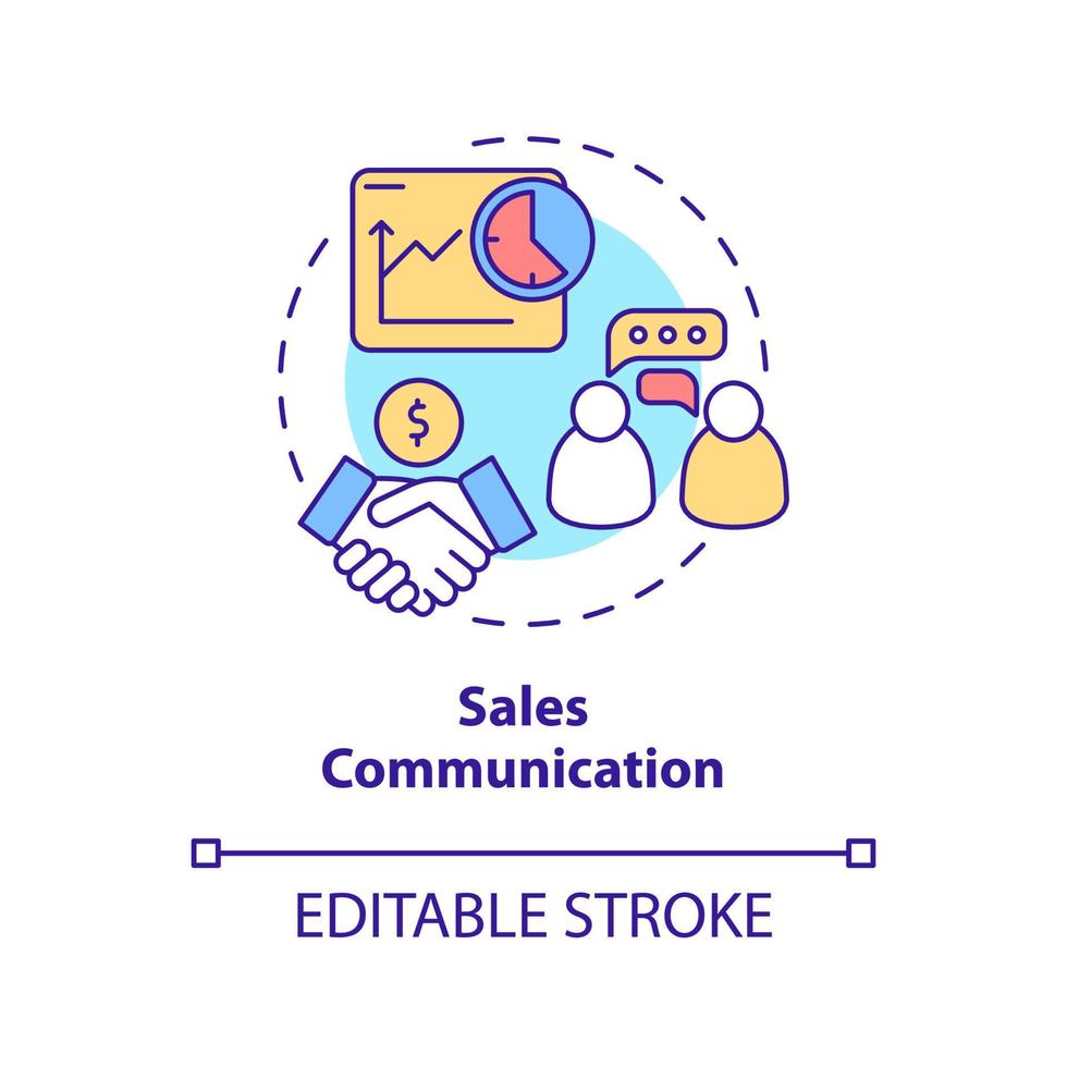 icona del concetto di comunicazione di vendita. costruire relazioni con i clienti illustrazione al tratto sottile dell'idea astratta. disegno di contorno isolato. tratto modificabile. arial, una miriade di caratteri pro-grassetto utilizzati vettore