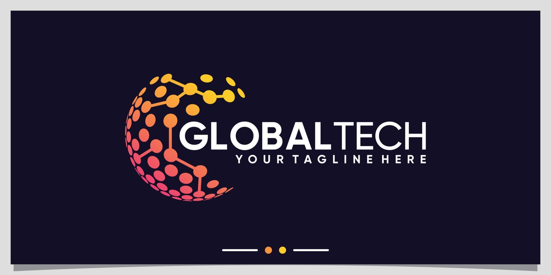 ispirazione per il design del logo della tecnologia globale con un vettore premium di concetto moderno unico