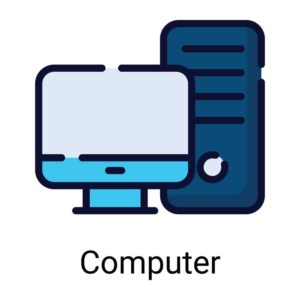 desktop, icona della linea di colore della cpu isolata su sfondo bianco vettore