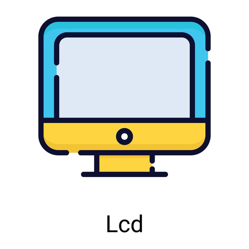 lcd, icona della linea di colore dello schermo isolata su sfondo bianco vettore