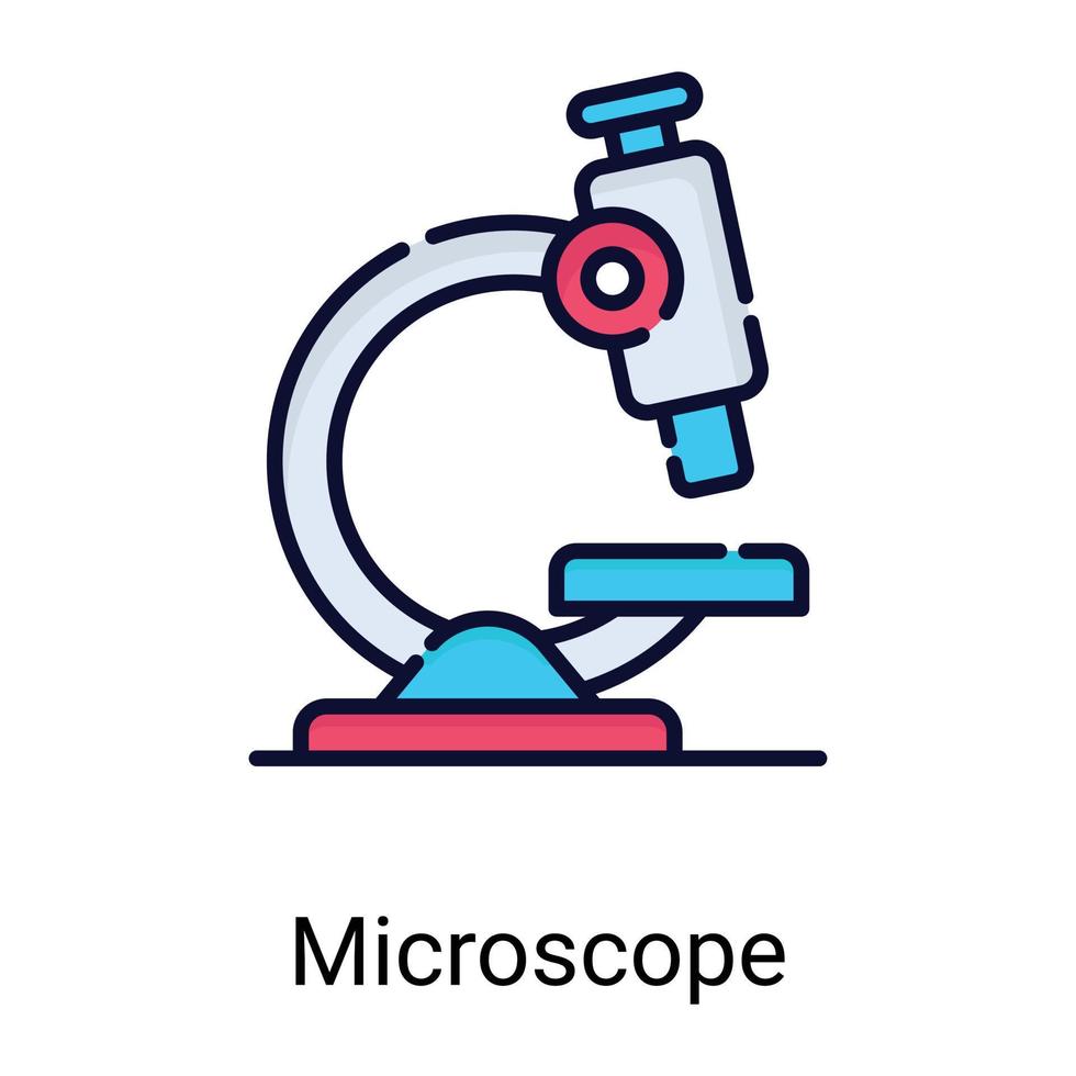 icona della linea di colore del microscopio isolata su sfondo bianco vettore
