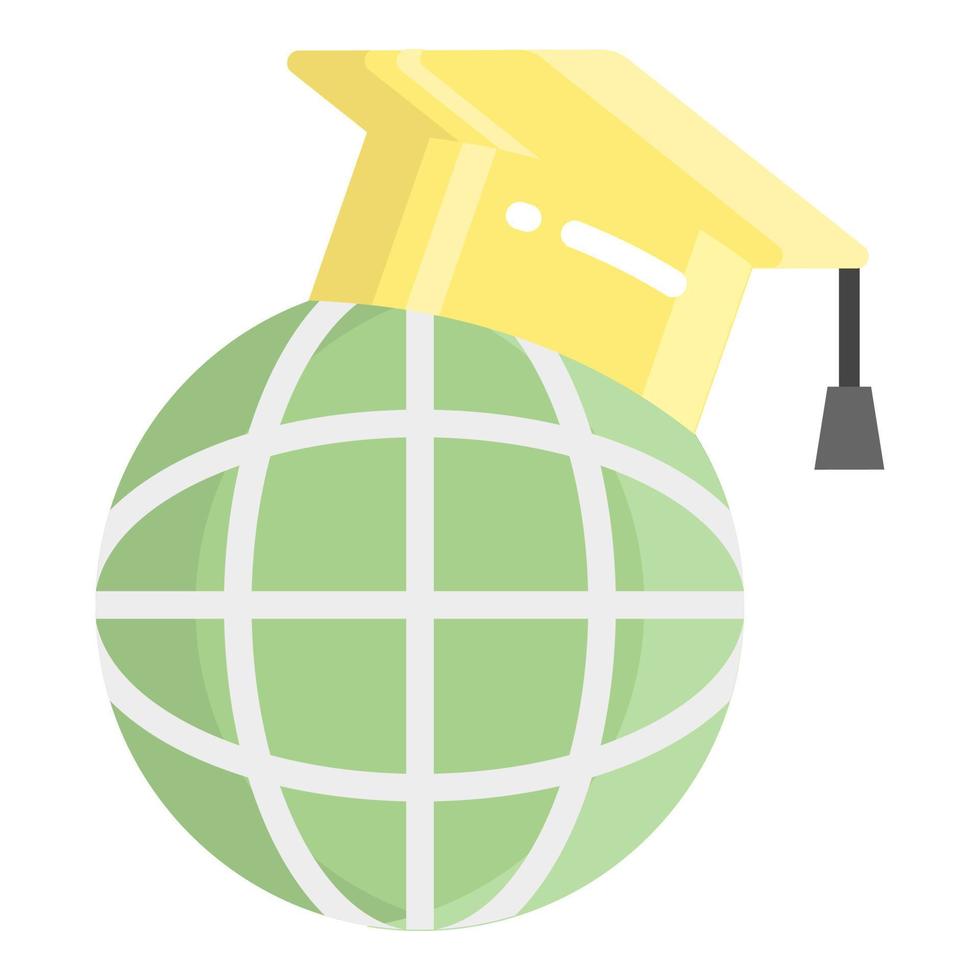 icona piana di vettore di educazione globale, icona di scuola e istruzione