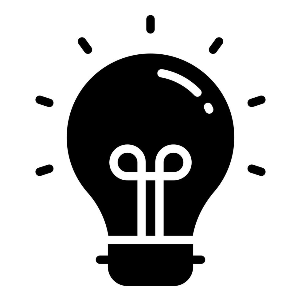 icona del glifo vettoriale della lampadina, icona della scuola e dell'istruzione