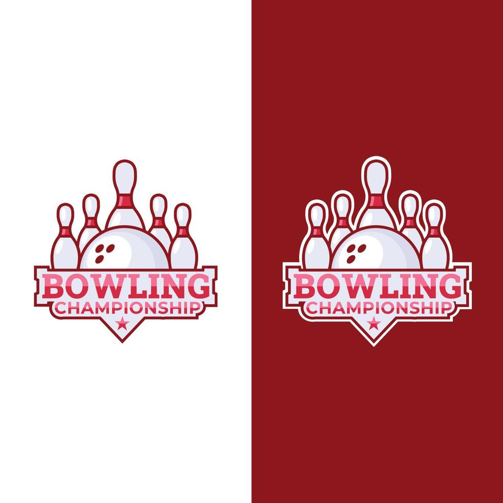 distintivo del campionato di bowling, emblema. modello di logo icona vettoriale