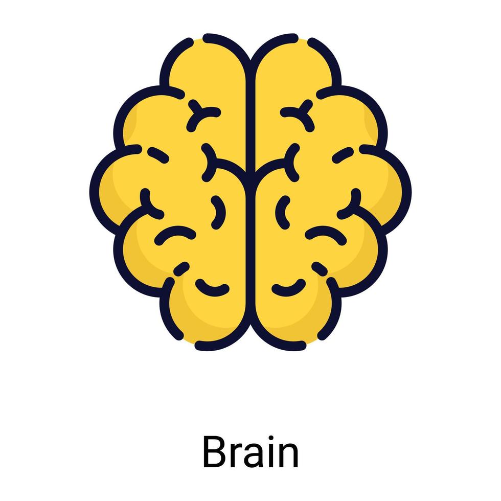 icona della linea di colore del cervello isolata su sfondo bianco vettore