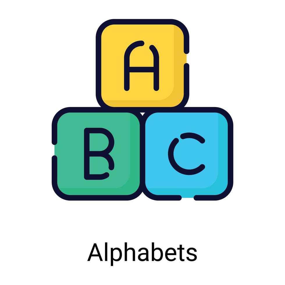 alfabeto blocca l'icona della linea di colore isolata su sfondo bianco vettore