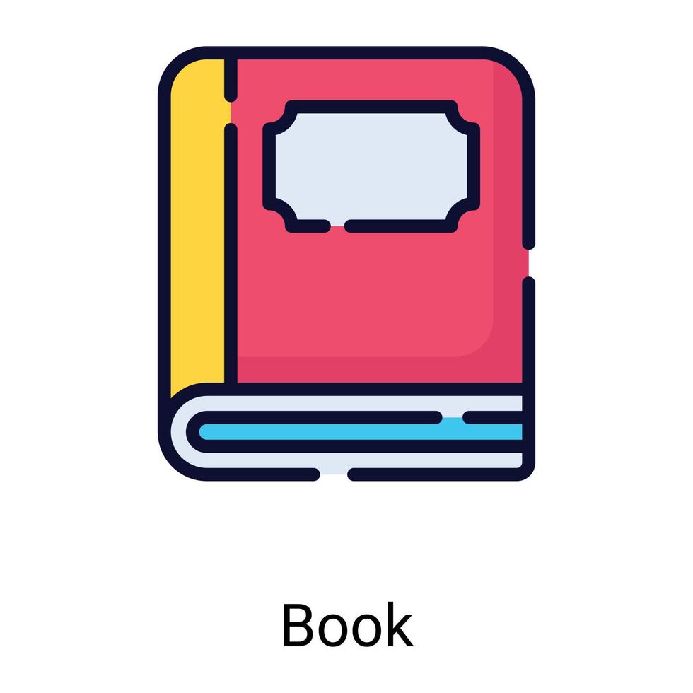 libro, icona della linea di colore del dizionario isolata su sfondo bianco vettore