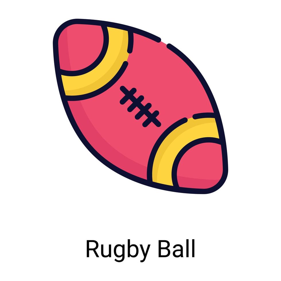 icona della linea di colore della palla da rugby isolata su sfondo bianco vettore