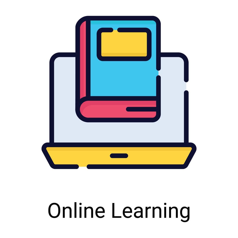 icona della linea di colore di e-learning isolata su sfondo bianco vettore