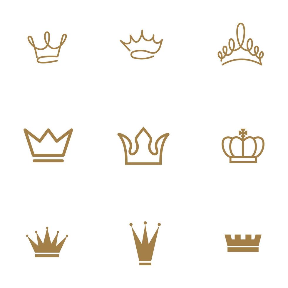 set di design del modello vettoriale del logo della corona di lusso.