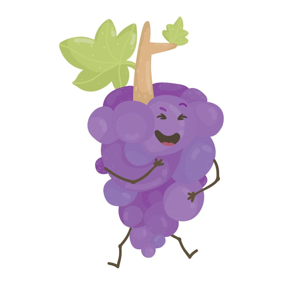 illustrazione vettoriale del personaggio dell'uva con varie espressioni carine, uva divertente, uva adorabile isolata su sfondo bianco, emoticon.