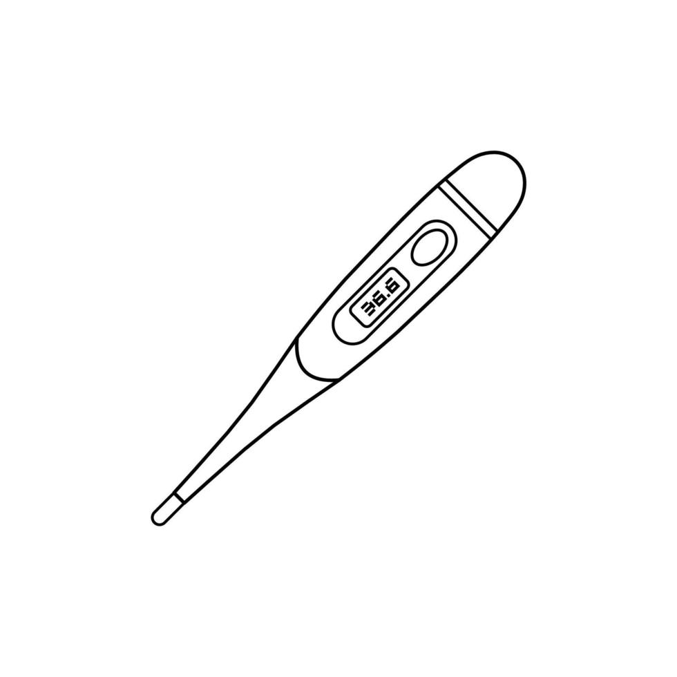 illustrazione dell'icona del profilo del termometro digitale su sfondo bianco isolato adatto per la temperatura sanitaria, strumento medico, icona vettore