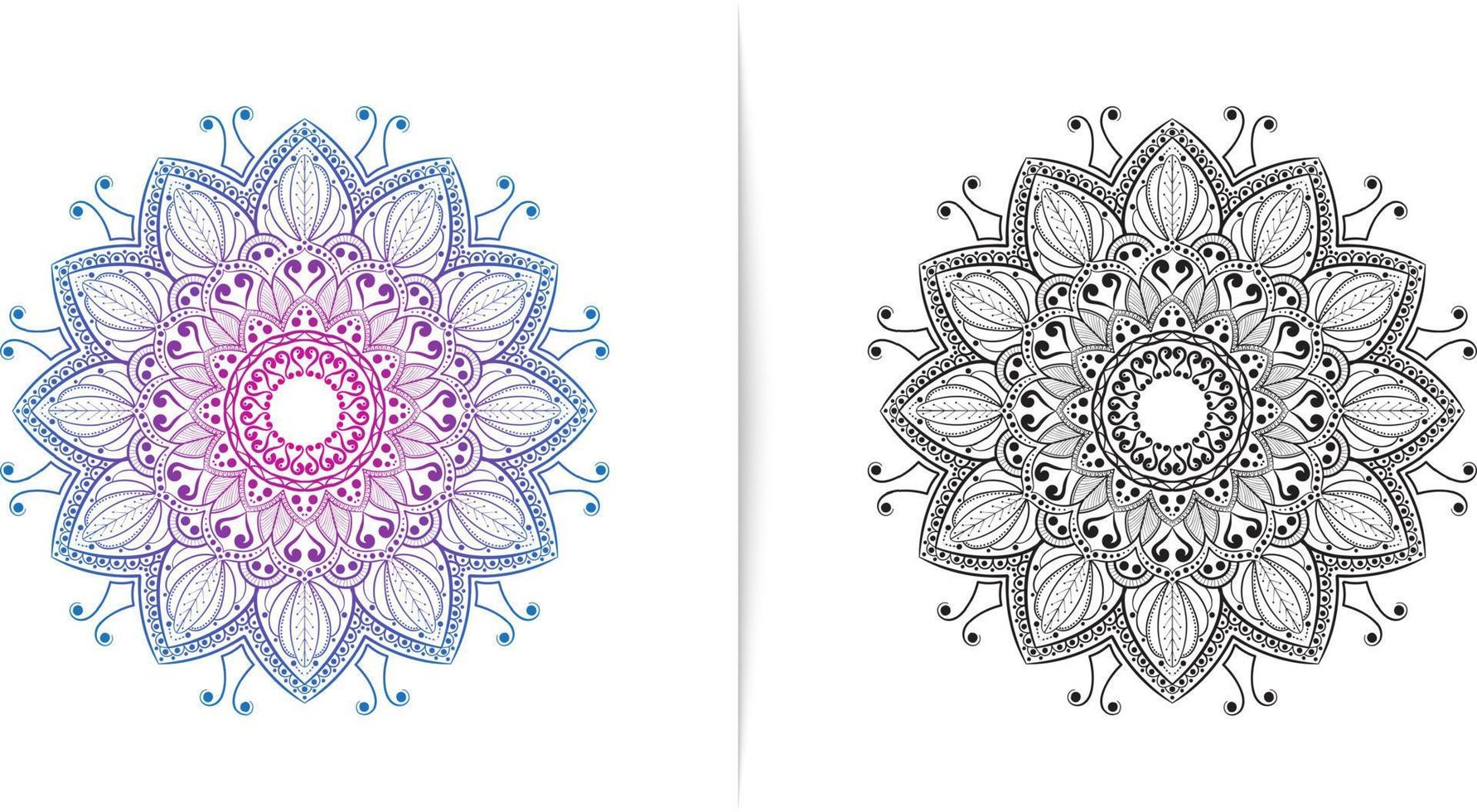 motivo mandala con motivo circolare, può essere personalizzato per motivi ornamentali decorativi, henné, tatuaggi e copertine di libri da colorare vettore