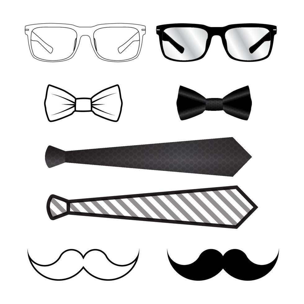 elementi accessori da uomo, cravatte, occhiali e baffi possono essere utilizzati per la festa del papà vettore