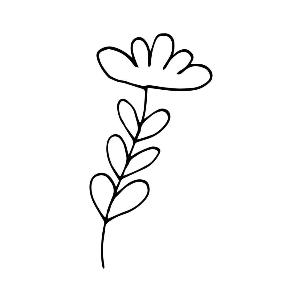fiore astratto. illustrazione disegnata a mano in stile doodle. scandinavo, minimalismo. adesivo icona vettore