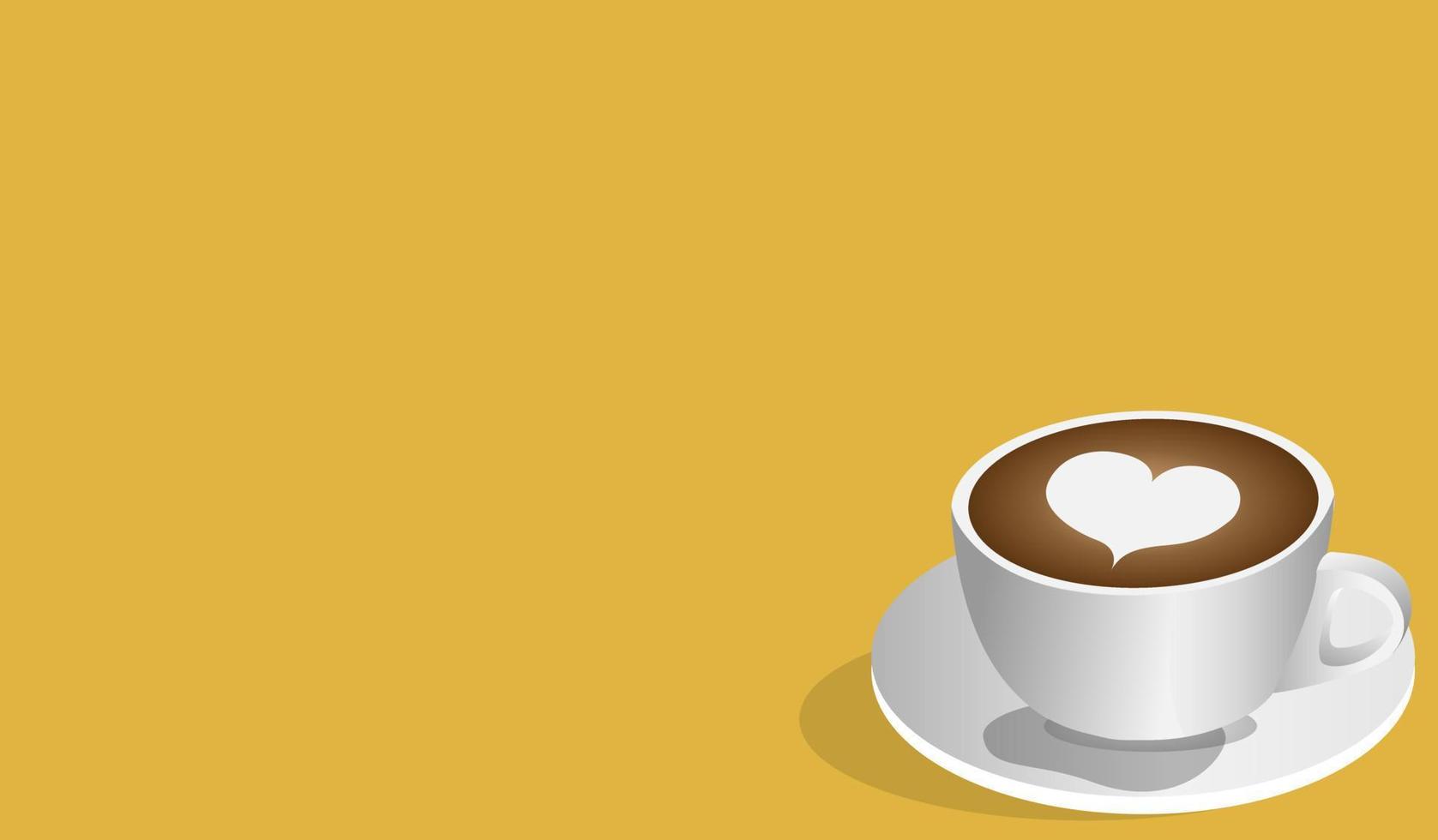tazza di caffè su sfondo giallo e spazio per la copia, tempo di relax con il caffè vettore