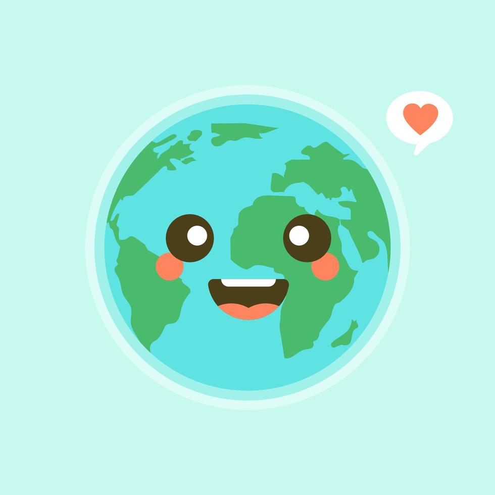 carino divertente mondo terra emoji che mostra emozioni di personaggi colorati illustrazioni vettoriali. la terra, salva il pianeta, risparmia energia, il concetto del giorno della terra vettore