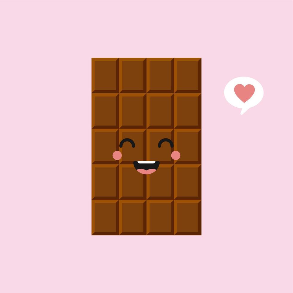 simpatici e divertenti personaggi della barretta di cioccolato che mostrano varie emozioni, illustrazione vettoriale cartoon isolata su sfondo colorato. personaggi kawaii barretta di cioccolato, mascotte, emoticon ed emoji per il web