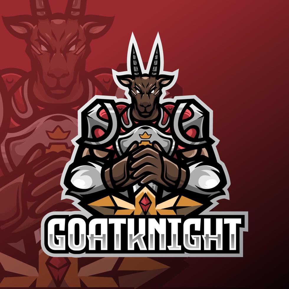 logo della mascotte del cavaliere di capra per l'esport vettore