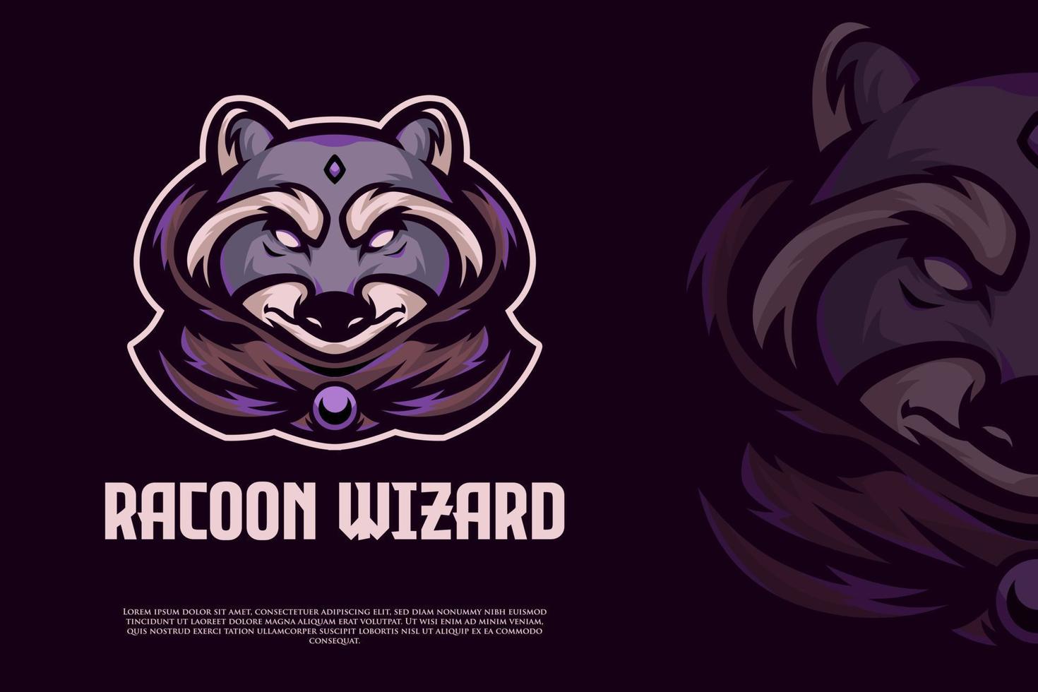 racoon il logo della mascotte del mago vettore