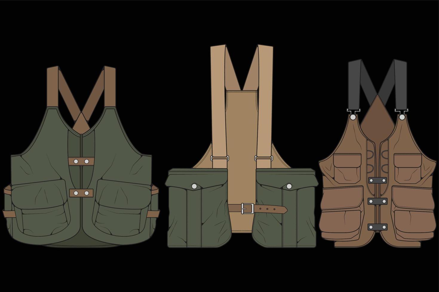 set di vettore di colorazione della borsa della maglia del torace, borsa della maglia del torace in uno stile di schizzo, illustrazione vettoriale.