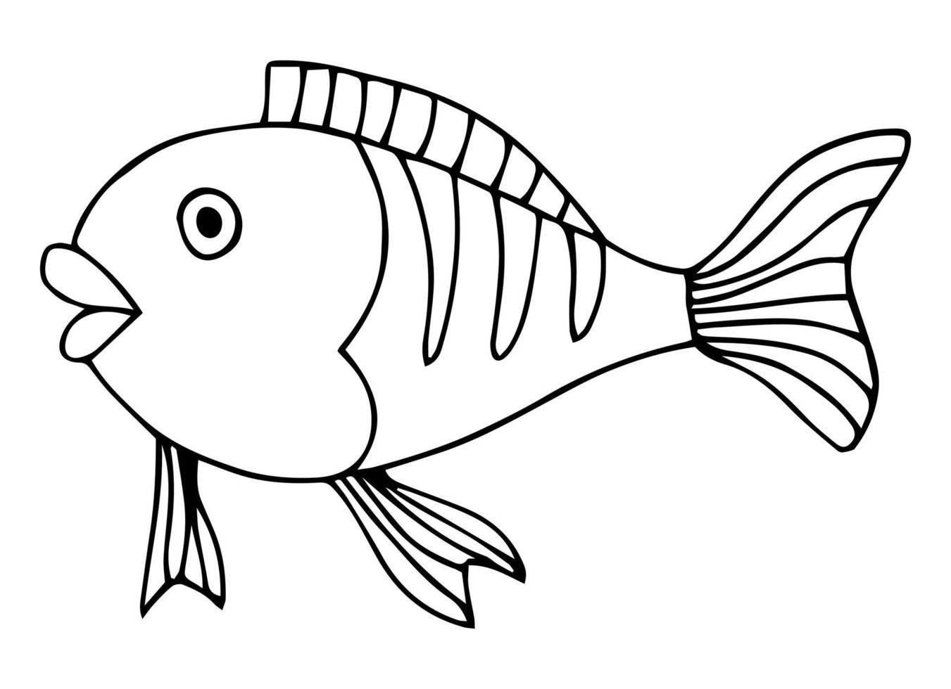 simpatico pesce tropicale - un'immagine da colorare. pesce lineare vettoriale - elemento di design animale. pesci d'acquario - animale domestico. schema. disegno a mano