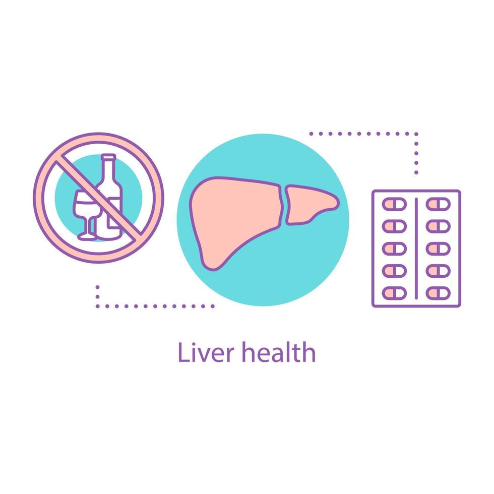 icona del concetto di salute del fegato. disintossicazione da alcol e antibiotici. illustrazione della linea sottile dell'idea del metabolismo. disegno di contorno isolato vettoriale