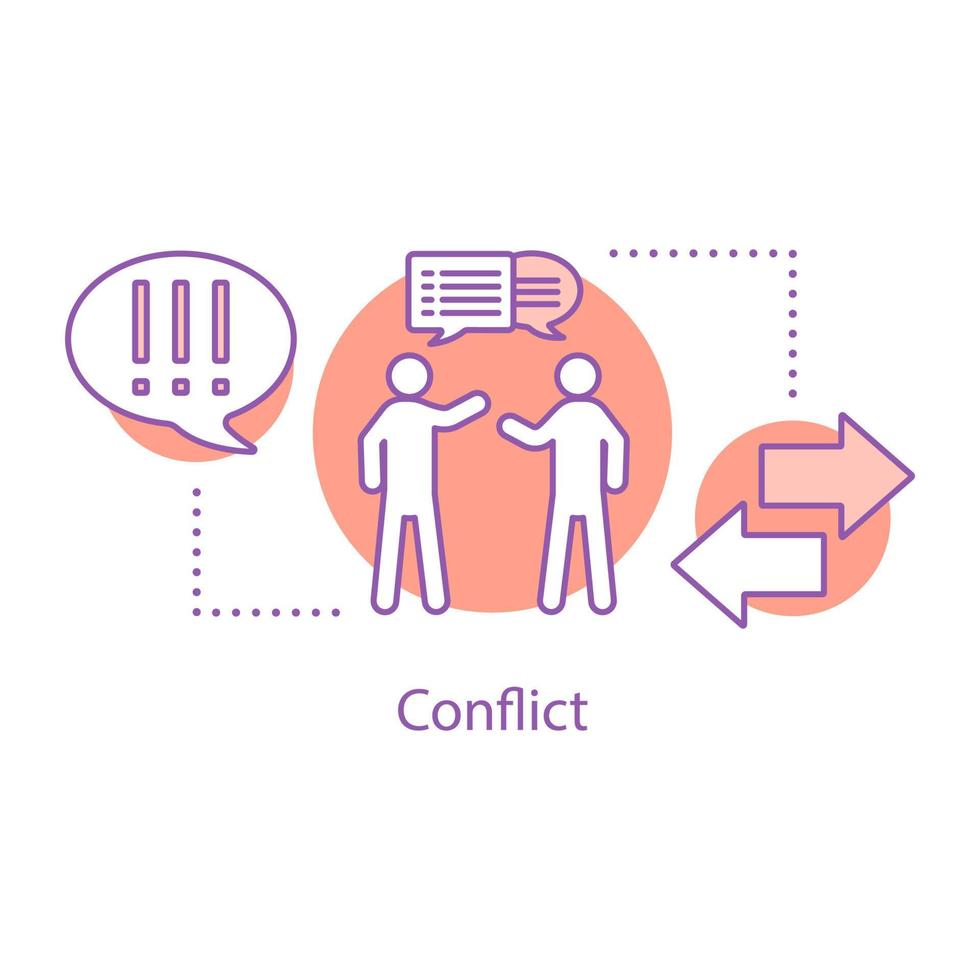 icona del concetto di conflitto. illustrazione al tratto sottile dell'idea di disaccordo. litigare. disegno di contorno isolato vettoriale