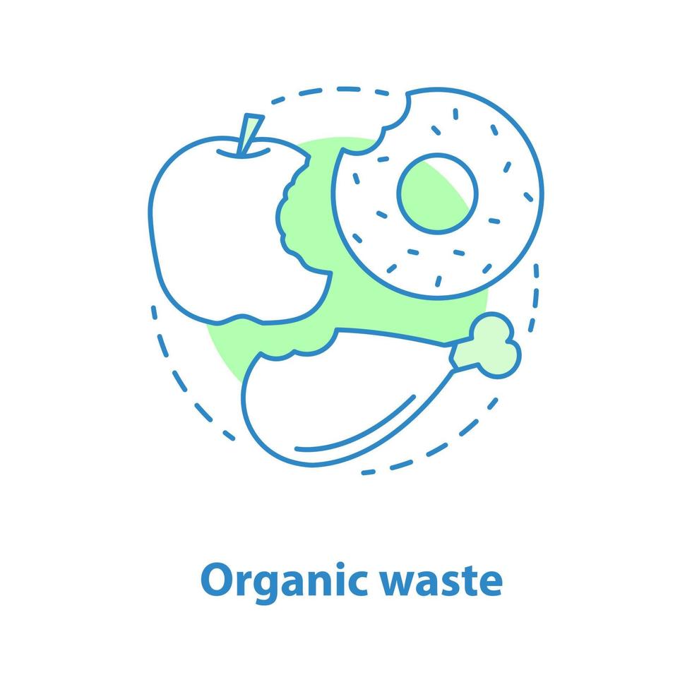 icona del concetto di rifiuti organici. compost alimentare. illustrazione al tratto sottile dell'idea di smistamento dei rifiuti. disegno di contorno isolato vettoriale