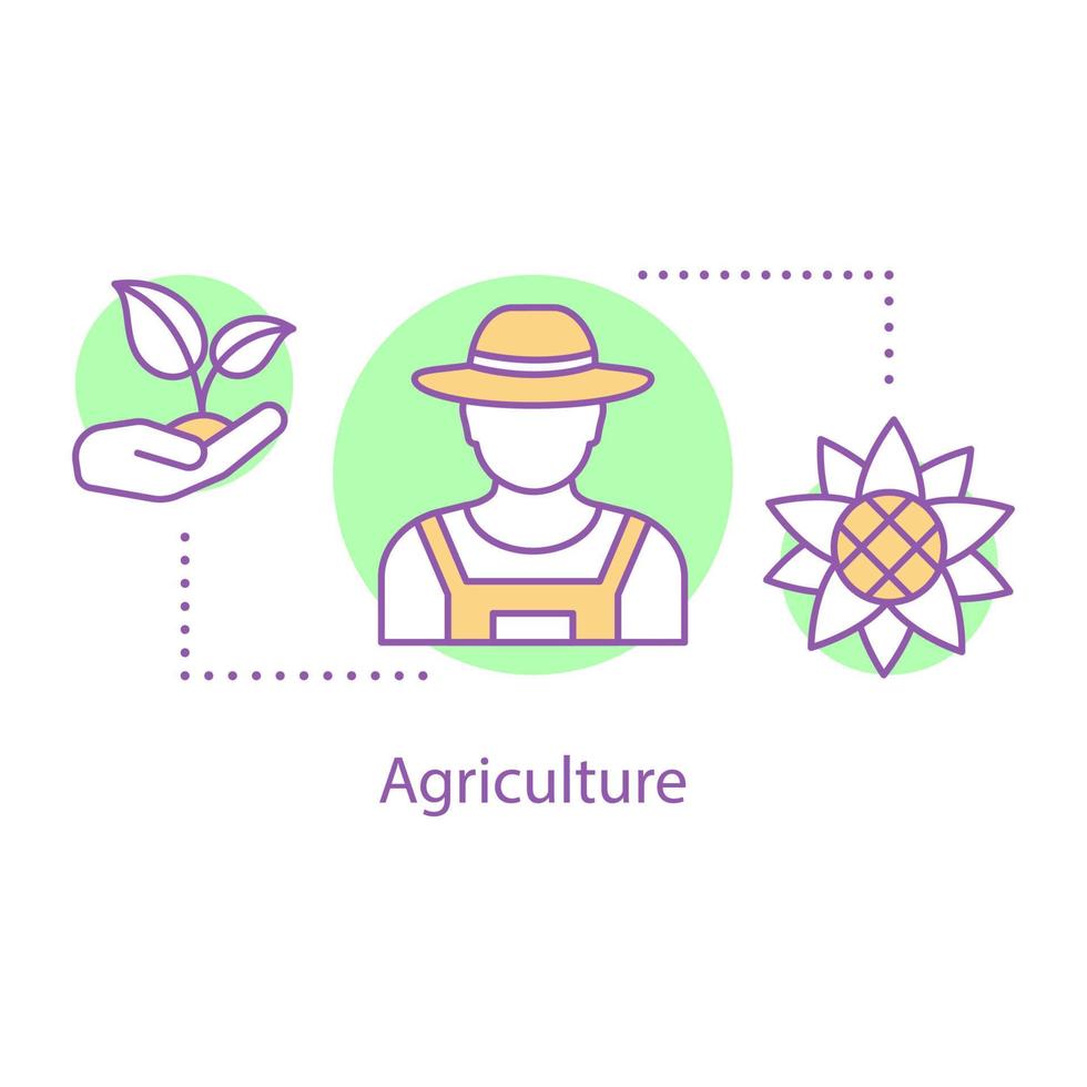 icona del concetto di agricoltura. contadino. illustrazione della linea sottile dell'idea agricola. disegno di contorno isolato vettoriale