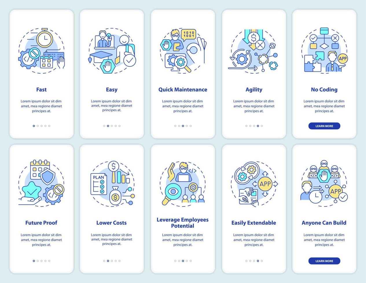 set di schermate per l'onboarding dell'app mobile web 3 0. soluzione a basso codice procedura dettagliata 5 passaggi pagine di istruzioni grafiche con concetti lineari. ui, ux, modello gui. sono stati utilizzati una miriade di caratteri normali in grassetto vettore