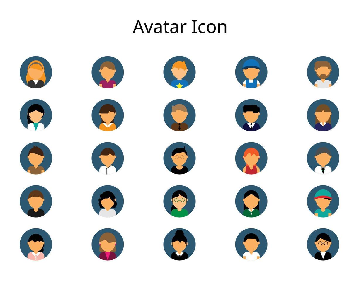 persone avatar icona piatta nel cerchio scuro vettore