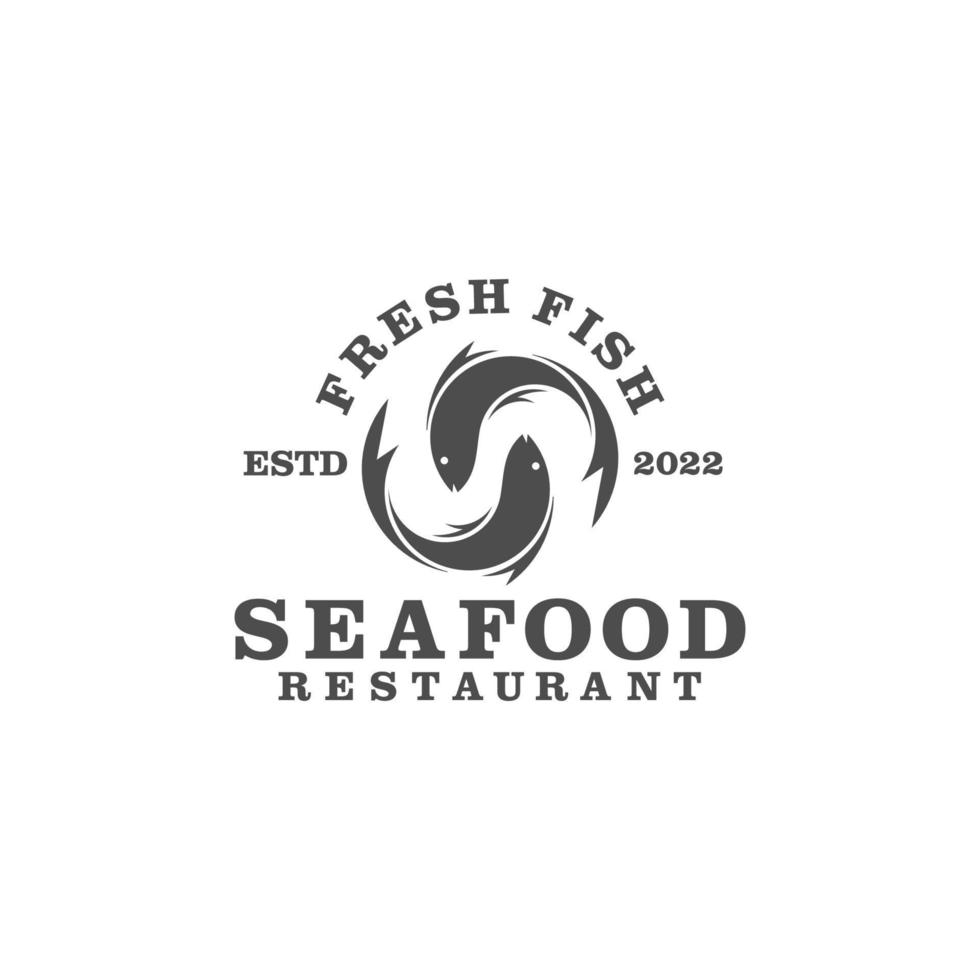 logo del ristorante di pesce in stile vintage vettore